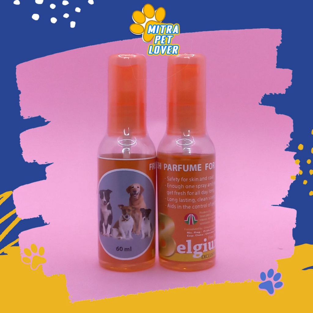 PARFUM ANJING - BELGIUM DOG 60 ML ORIGINAL - DOGY PARFUME FIRST HAND LONG LASTING WANGI TAHAN LAMA - HILANGKAN AROMA TAK SEDAP DOGGY PET ANIMAL HEALTHCARE AND VETERINARY TAMASINDO OBAT KESEHATAN DAN VITAMIN TERNAK HEWAN BINATANG PELIHARAAN MITRAPETLOVER