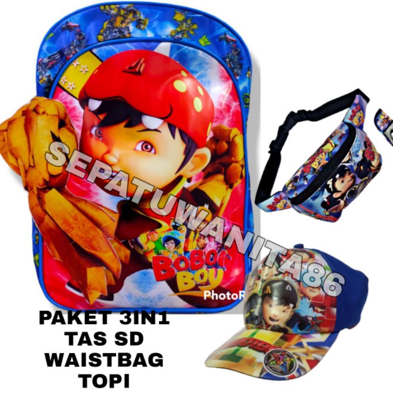 Tas ransel anak SD Tas anak sekolah motif superhero Boboboy Batmean