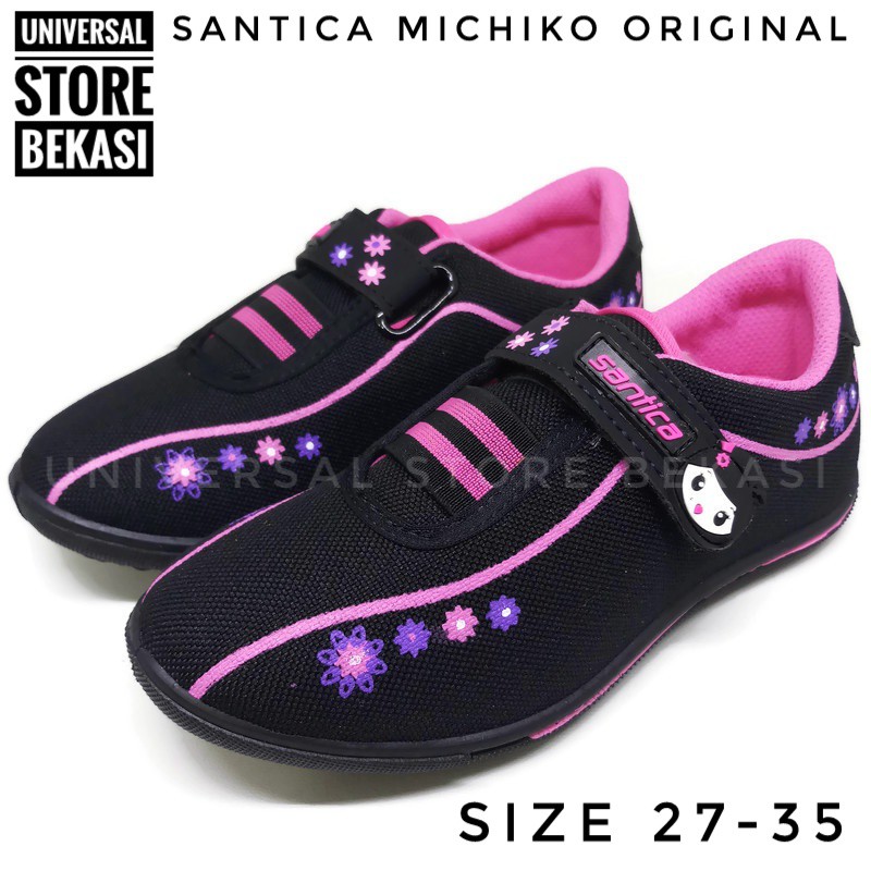 Sepatu Anak Perempuan Strip Kreket Santica Michiko Oshin Pink Sekolah Paud TK SD Slip On Anak Cewek