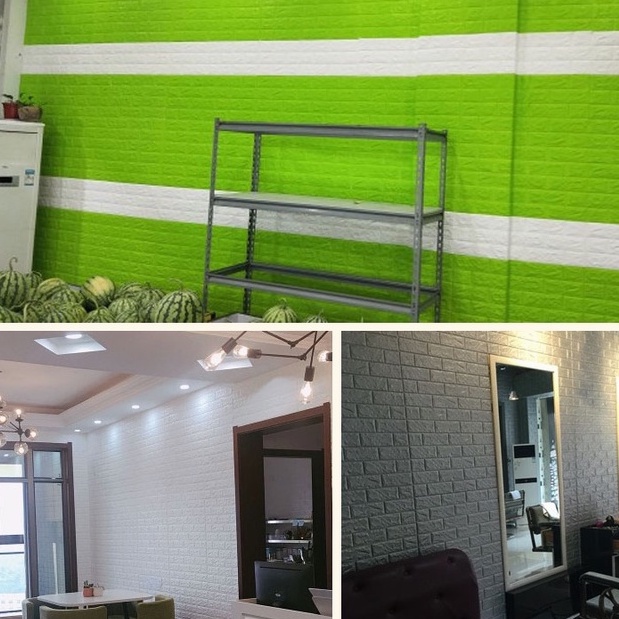 DIY Wall foam Stiker 3D Dekorasi Kamar Rumah / wallpaper Dinding Kamar Tidur batu bata-5