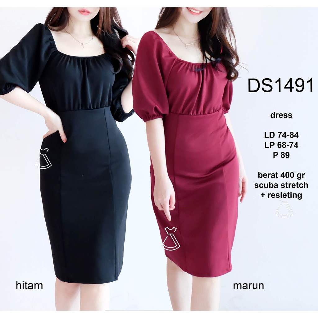 DS1491 DRESS PESTA SABRINA BASIC SCUBA POLOS DRESS 