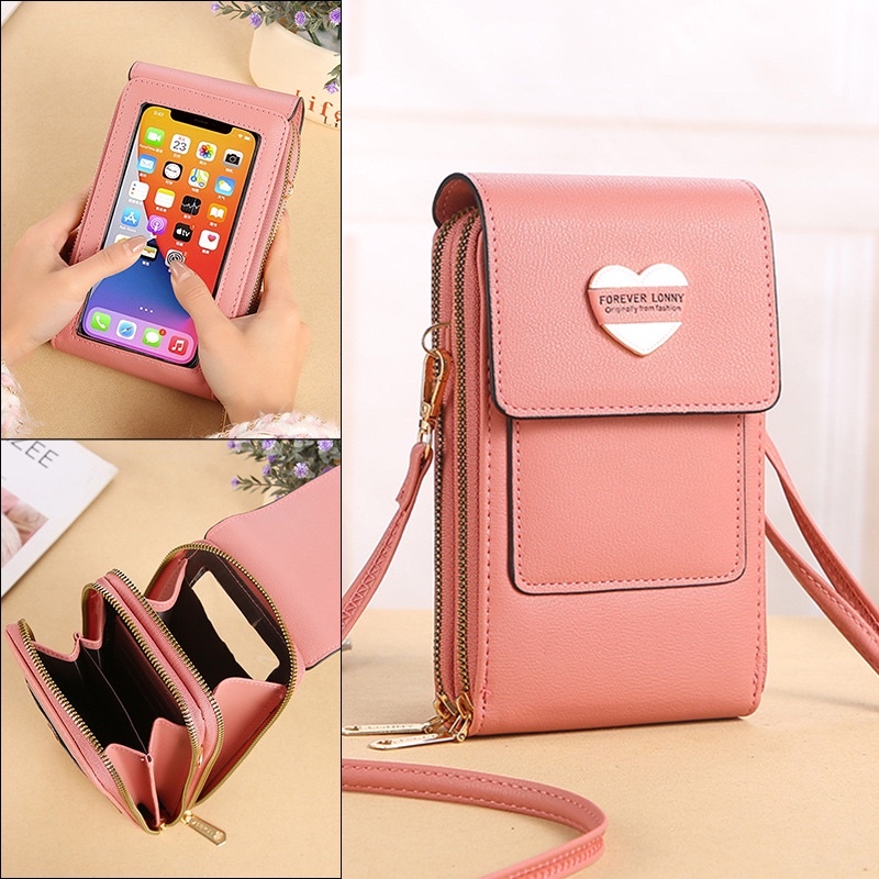 Tas Selempang Kulit Wanita Dompet Hp Cewek Touchscreen Mini Bag LN L080