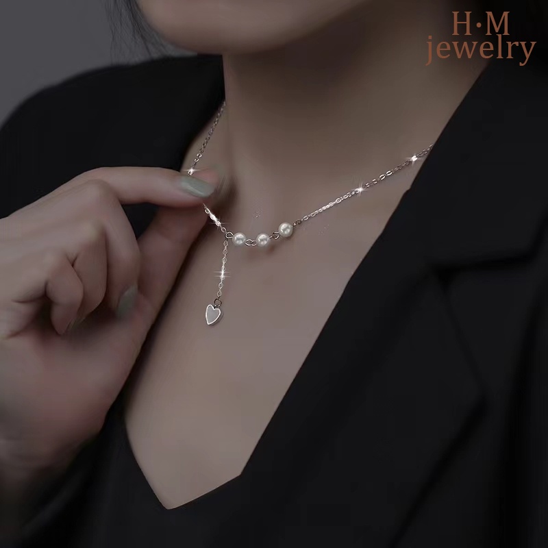 Kalung Mutiara Bentuk Hati Gaya Elegan Untuk Aksesoris