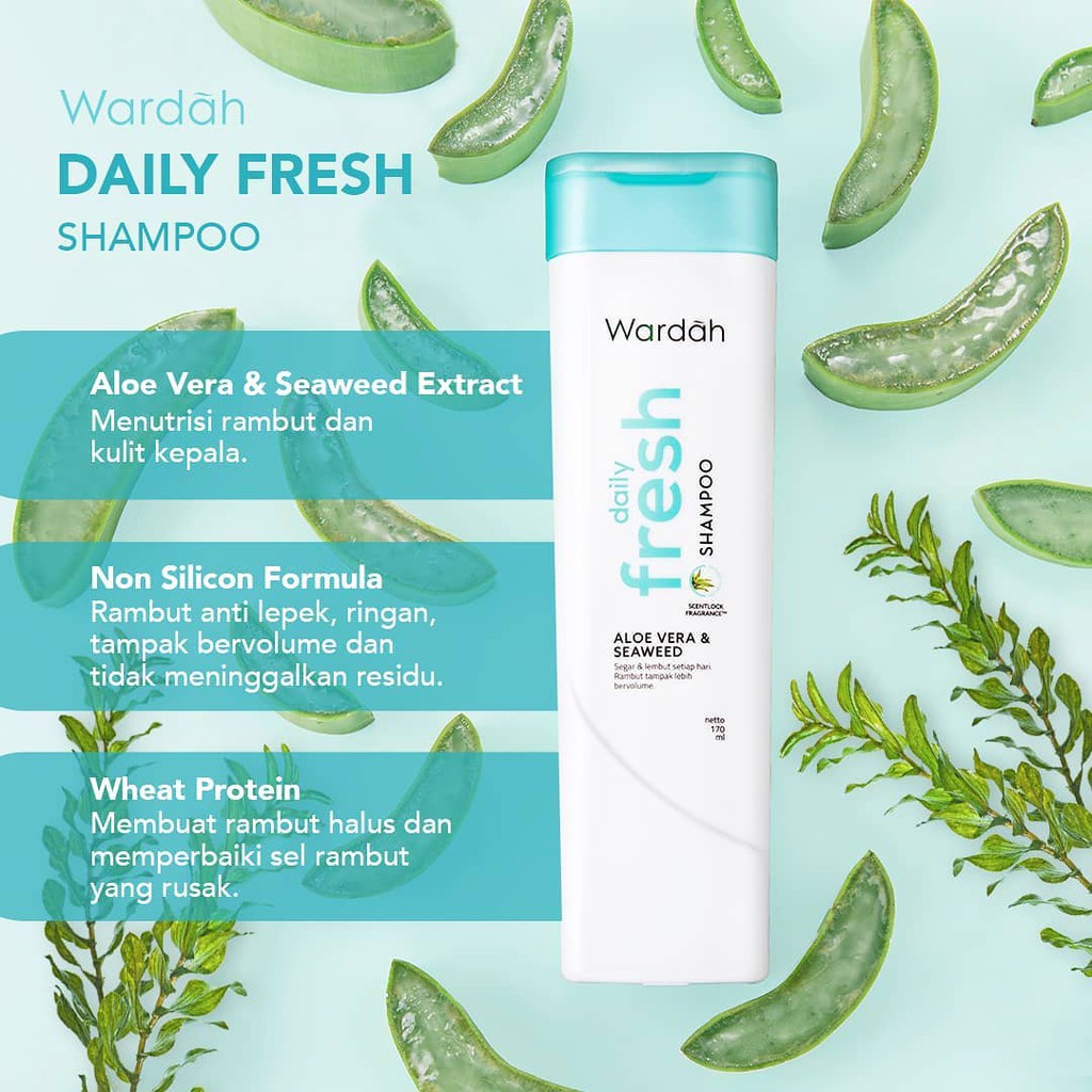 Wardah Shampoo &amp; Conditioner Daily Fresh Hairfall Treatment Anti Dandruff Nutri Shine (KIM)