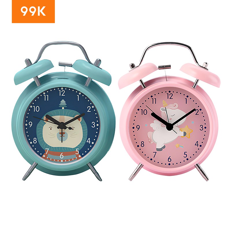 99K Jam Weker Beker Analog Cartoon LED Weaker Clock