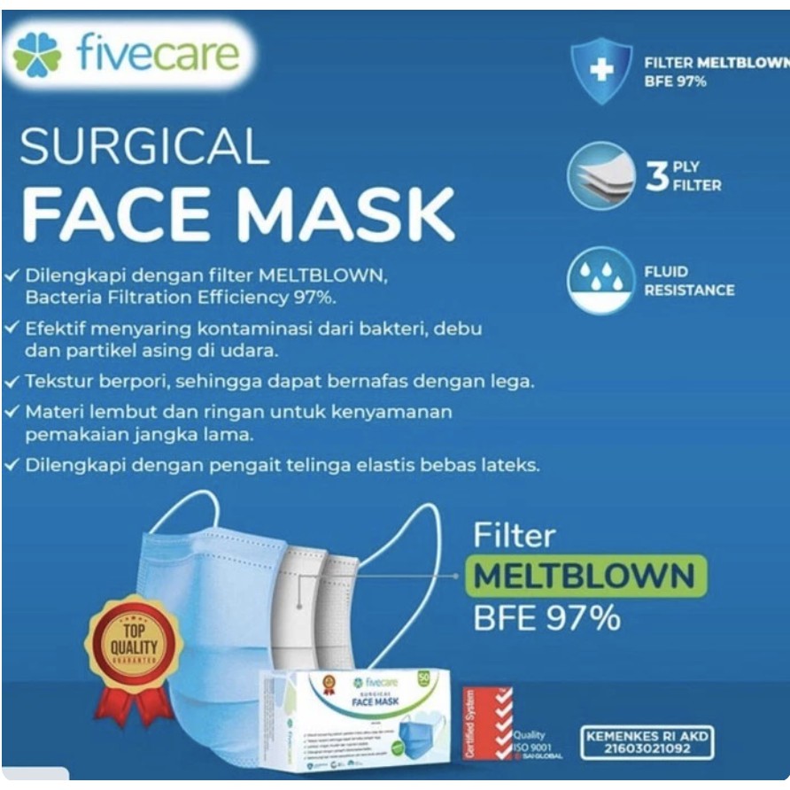 Masker FiveCare Surgical 3 PLY