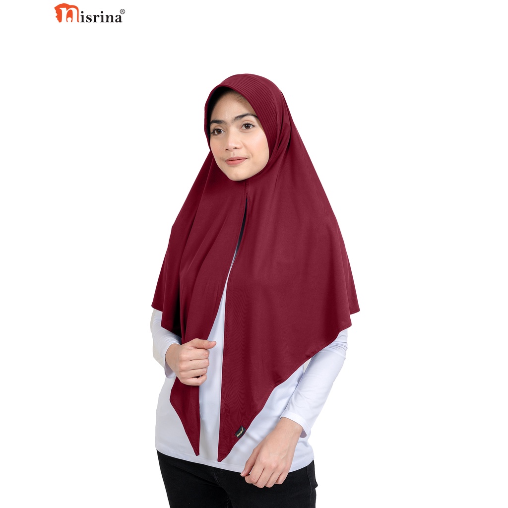 Nisrina Fashion Muslim Bergo Instan Polos Belah Tengah Paras M Lestari-Maroon