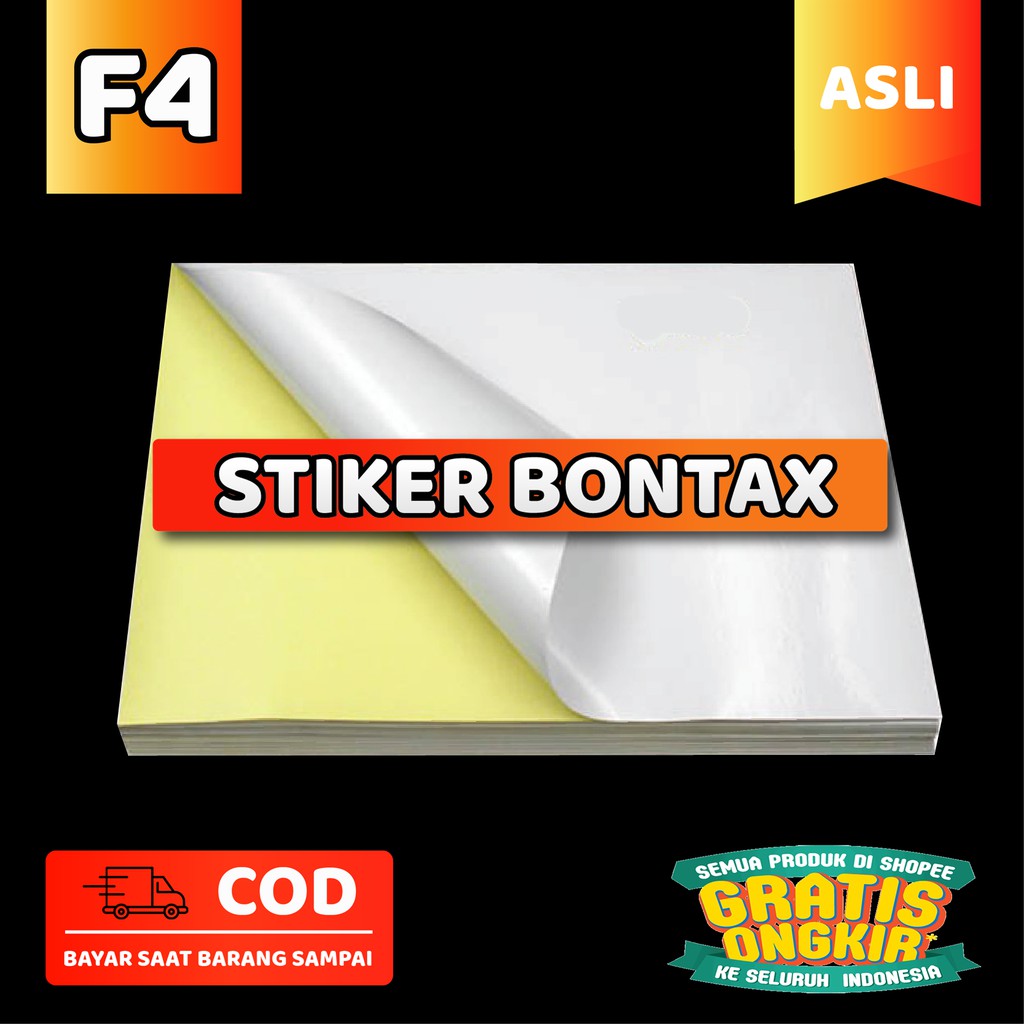 

Kertas Stiker Bontax F4 Polos Glossy Isi 50 Lembar Sticker Bontak