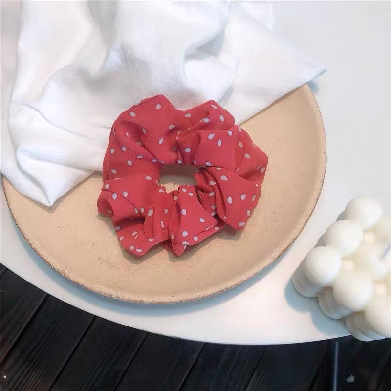 Scrunchie / Ikat Rambut Bahan Sifon Motif Polkadot Untuk Wanita/Cemol/cepol rambut/Scrunchie jumbo