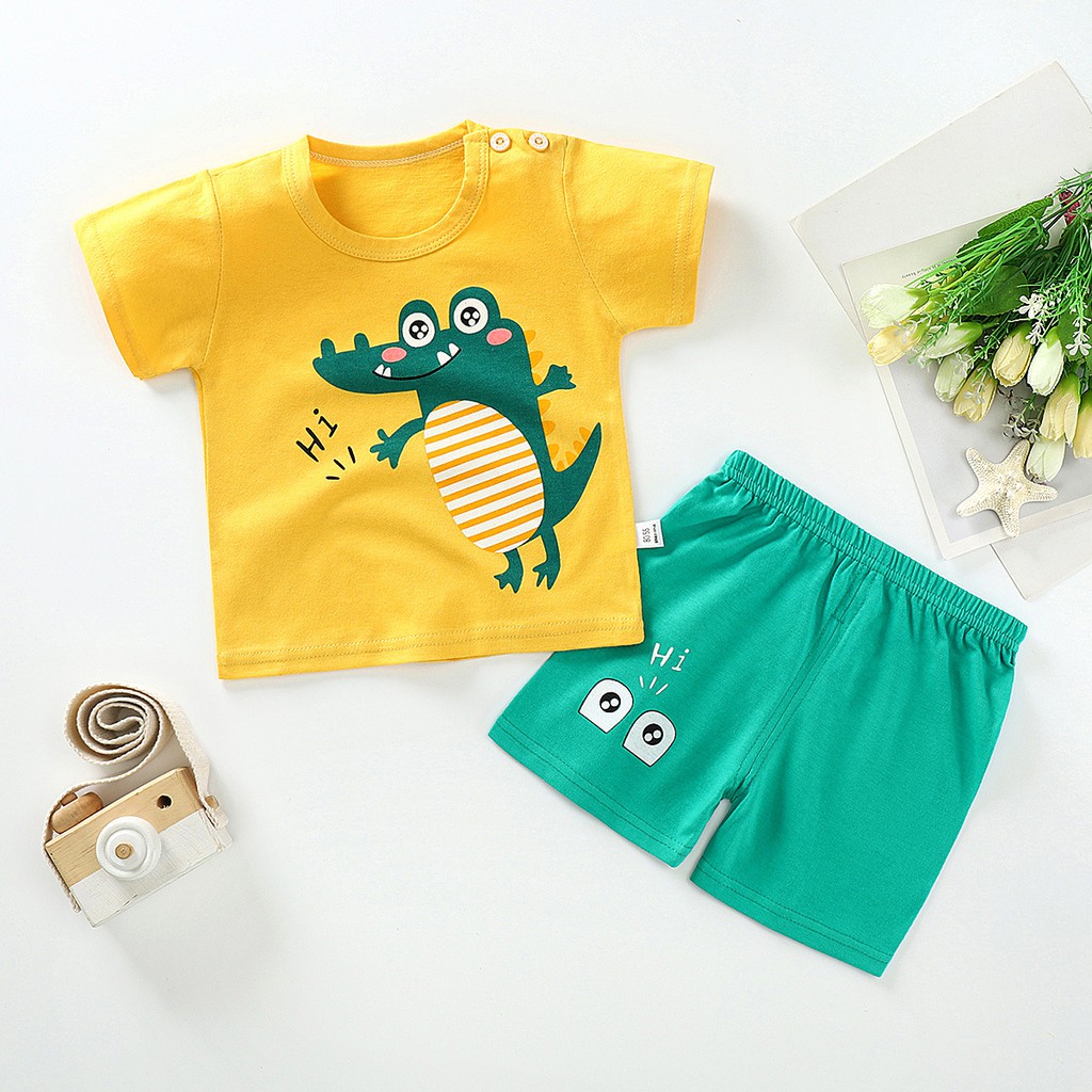 LittleAaron KIDS SUIT PENDEK Setelan Anak Bahan Kaos Lengan + Celana Berkualitas Import ebv cewek new7