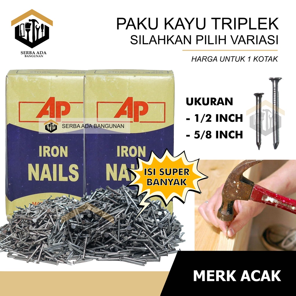 PAKU TRIPLEK 1/2&quot; MERK POWER AP TRIPLEX JARUM PAKU KACA IRON PANEL PINS