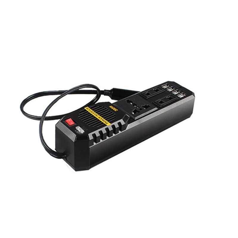 JIAMEN Car Power Inverter DC 12V to AC 220V 200W with 4 USB Port-JW200-Hitam