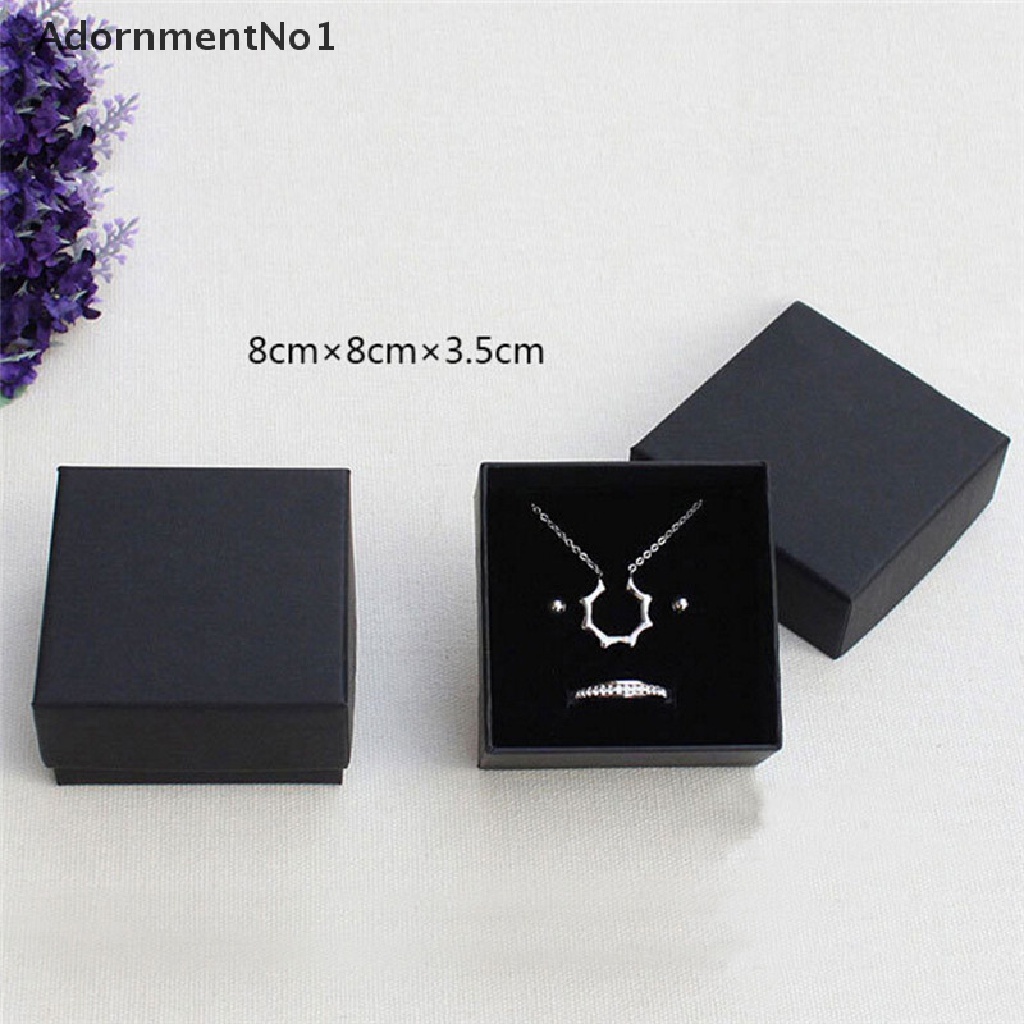 (AdornmentNo1) Kotak Penyimpanan Cincin / Kalung / Anting / Gelang Bahan Kertas Warna Hitam Untuk Hadiah