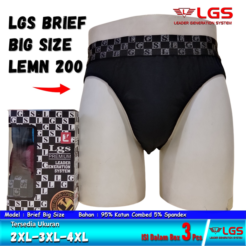 Celana Dalam Pria Big Size LGS 200 ISI 3Pcs/Pack Bahan Katun