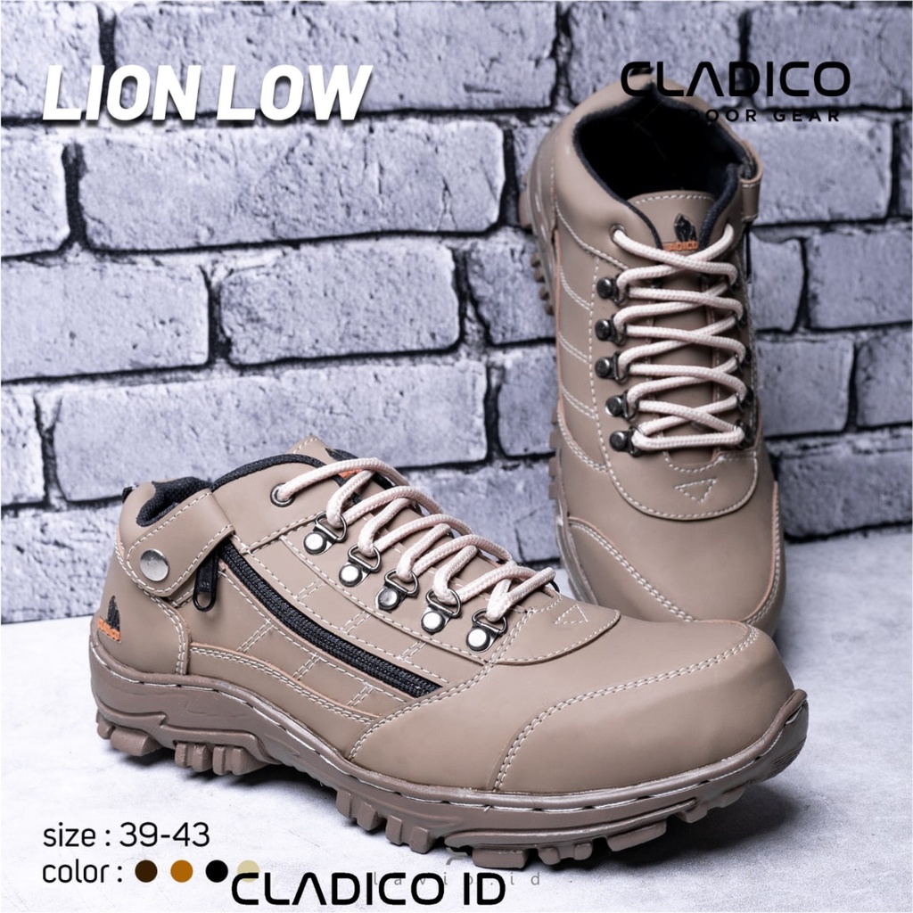 CLADICO Sepatu Safety Pria Boot Pendek Ujung Besi Sefty Lion Low Cowok Kerja Lapangan Proyek Outdoor Mendaki Haiking Berkendara