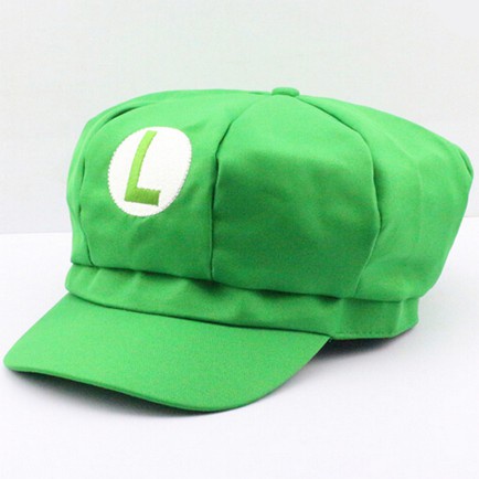 Topi Mario Bros Super Luigi Nintendo Game Cosplay Anime Cap Hat Merah Hijau Red Green Putih White