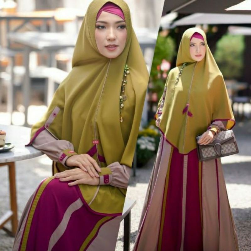 ADELINE KHAKI KIWI GAMIS SET AULIA FASHION Lauching 2021