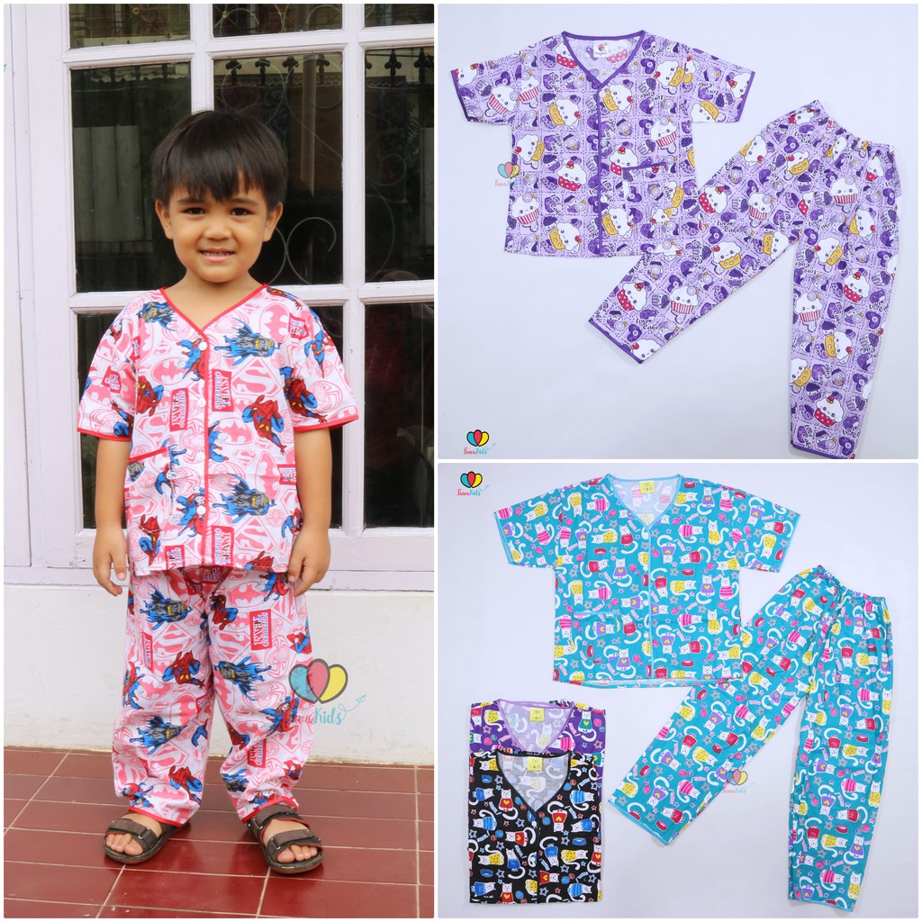 Piyama Kancing uk 5 Tahun Setelan Baju  Tidur  Anak Laki 