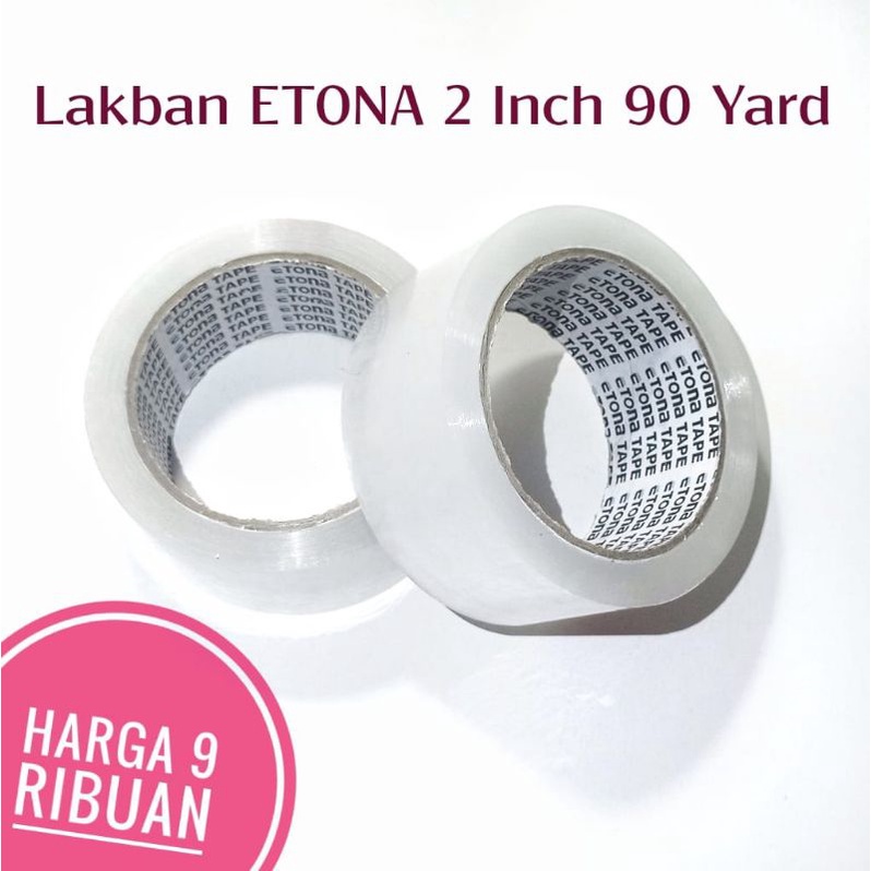 

Lakban Solasi Bening 2 Inch 90 Yard Etona Tape - Isolasi Selotip Besar 45mm