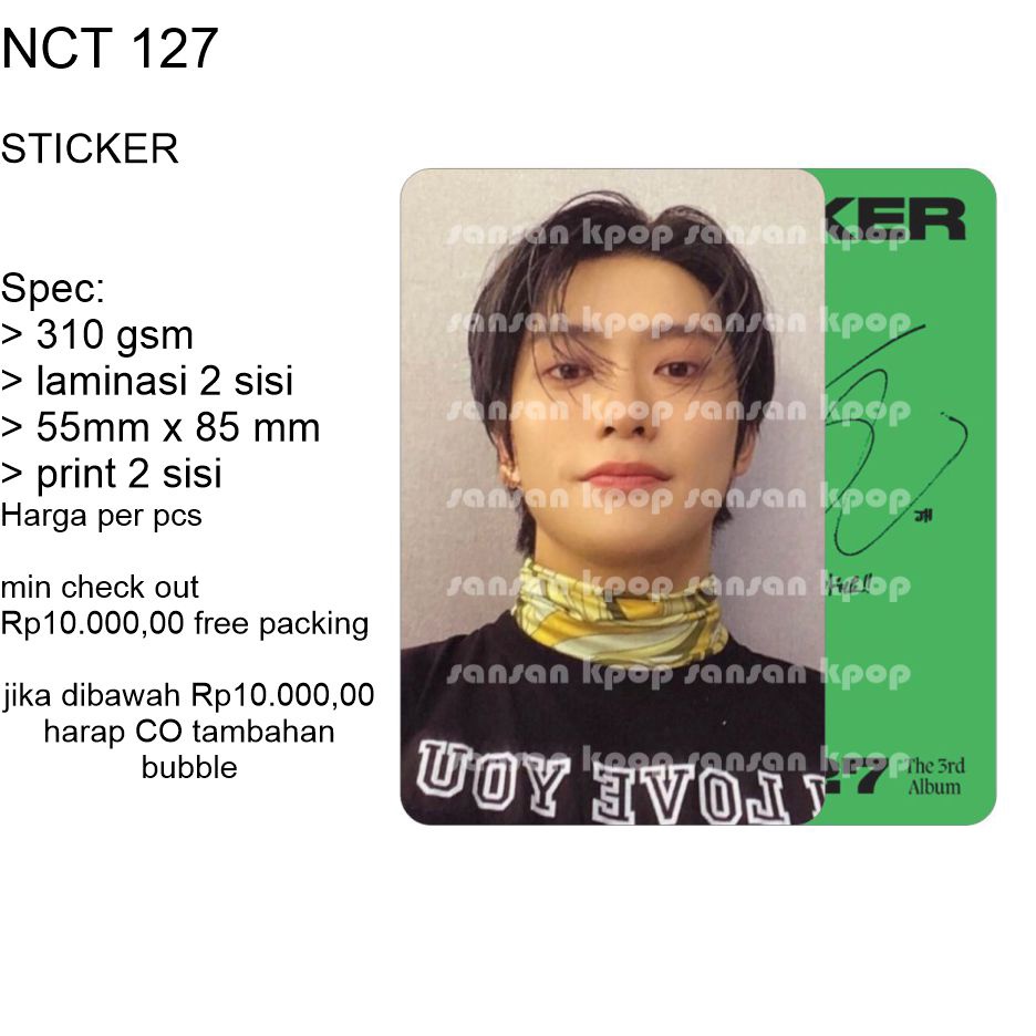 photocard nct 127 STICKER STICKY VER. UNOFFICIAL