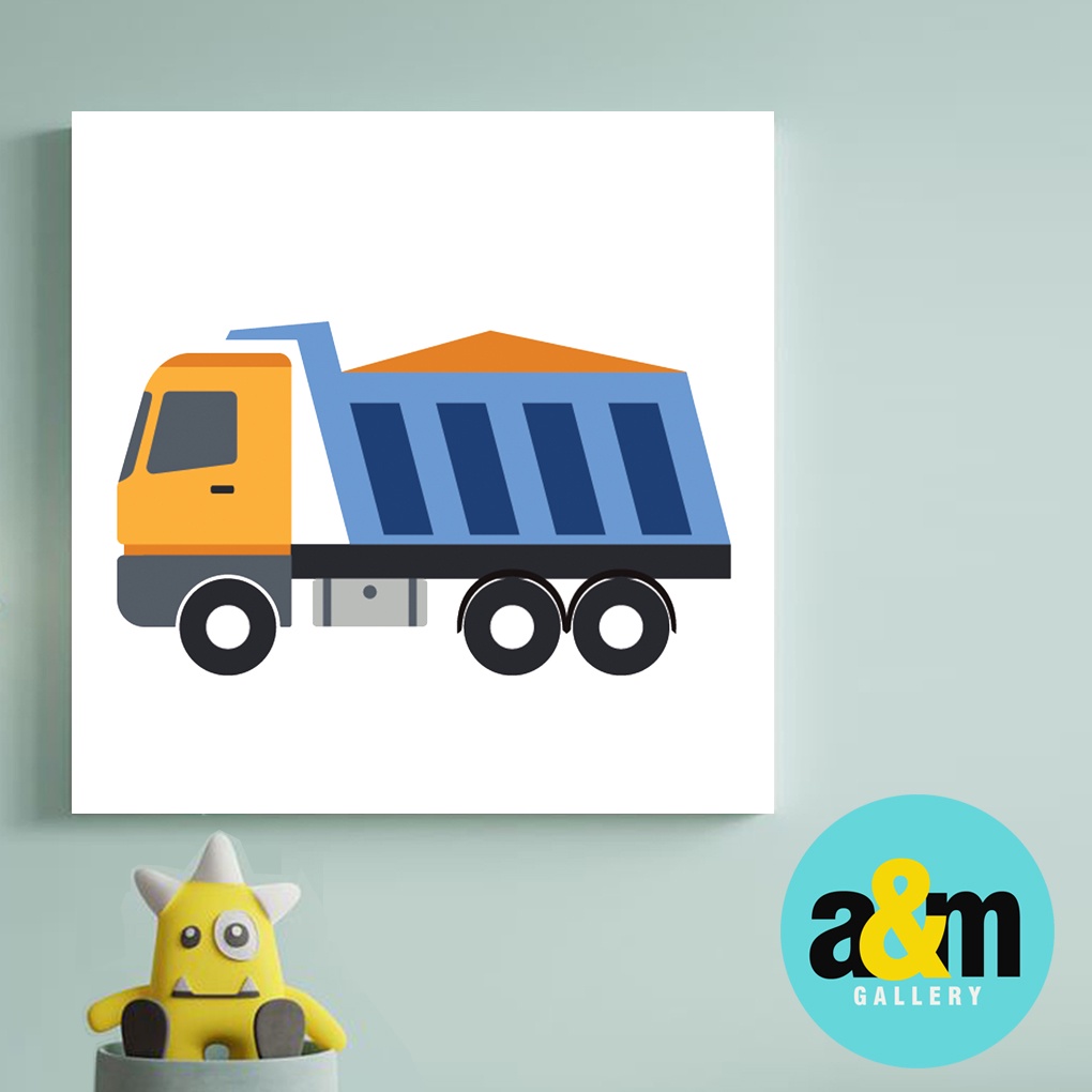 Hiasan Dinding Kamar Anak Gambar Kendaraan Alat Berat ( 20 X 20 ) Pajangan Anak Dekorasi Bayi Wall Decor Tema TRANSPORTASI - A&amp;M