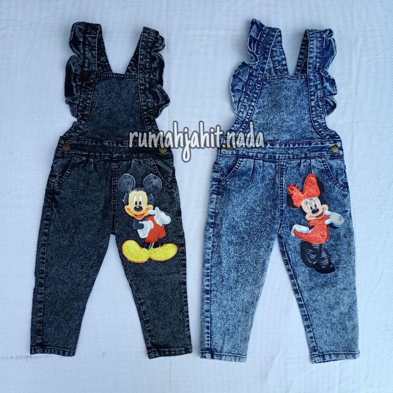 Overall frill jeans anak karakter