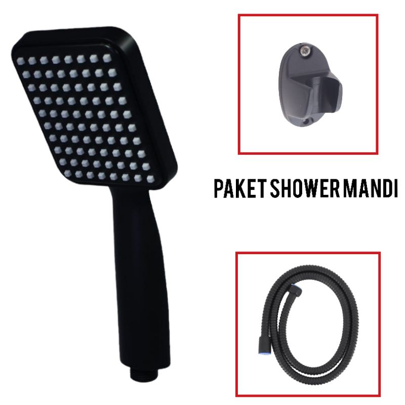 Hand shower mandi-shower set komplite-Shower Hitam