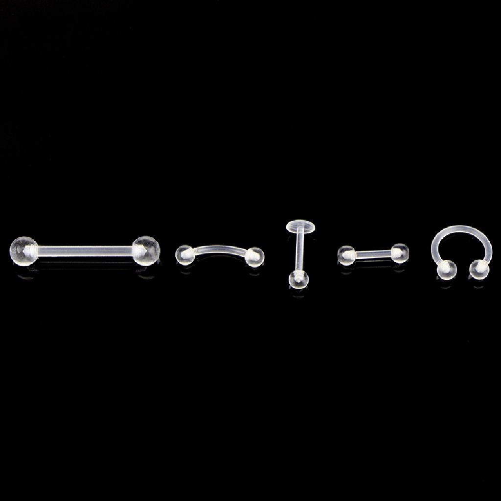 [AdornmentNo1] 10Pcs/Set Transparent Acrylic Barbell Eyebrow Belly Tongue Ring Piercing Jewelry  [new]