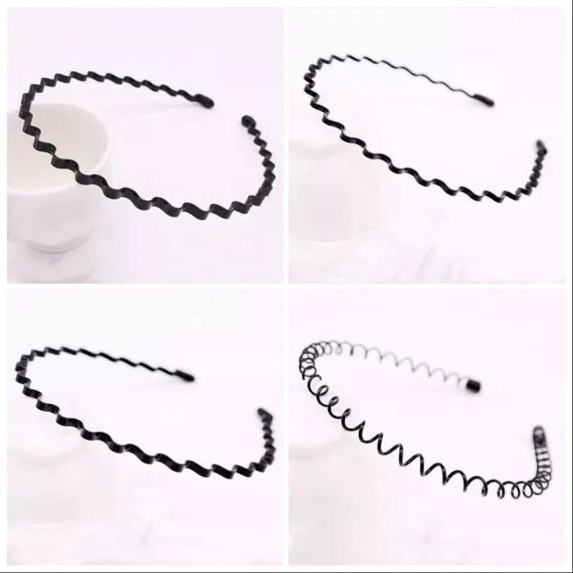 Bando Sirkam Spiral Warna Hitam Gaya Korea Untuk Wanita Dan Pria/Bando Multi Untuk Aksesoris Unisex