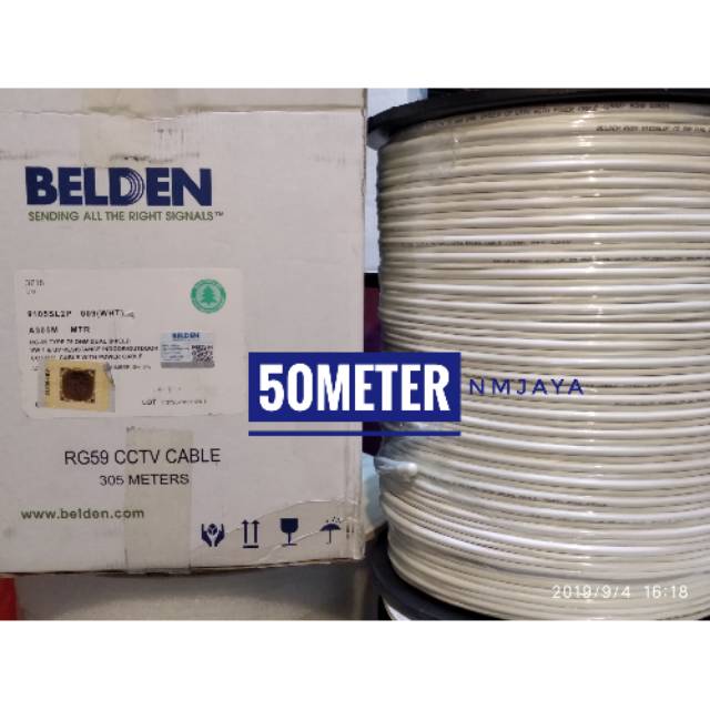 Belden Kabel CCTV RG 59 RG59 plus Power 50 meter 75ohm Indoor Outdoor9105SL2P