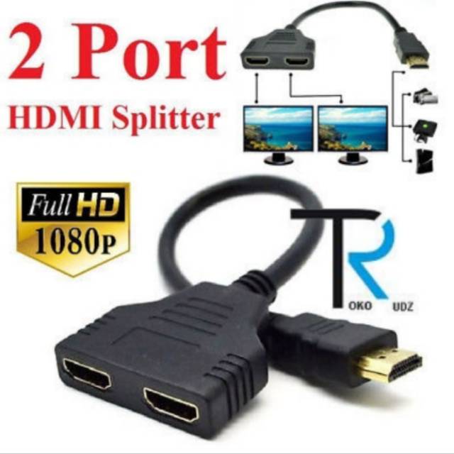 Kabel Konektor HDMI Monitor TV Laptop Komputer Splitter input male 1 to output female 2 port
