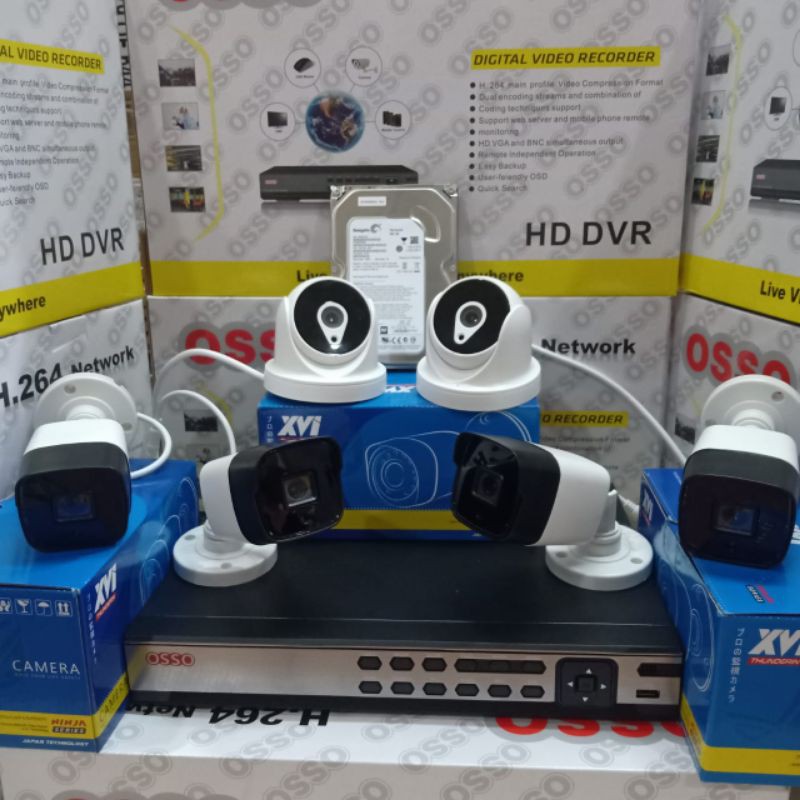 PROMO PAKET CCTV 8 CHANNEL 6 KAMERA 5MP HIGH QUALITY LENGKAP 500GB