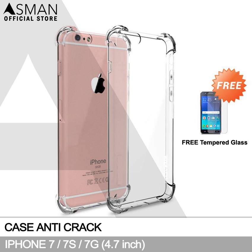 Anti Crack iPhone 7 / 7S (4.7&quot;) | Soft Case Anti Bentur + FREE Tempered Glass