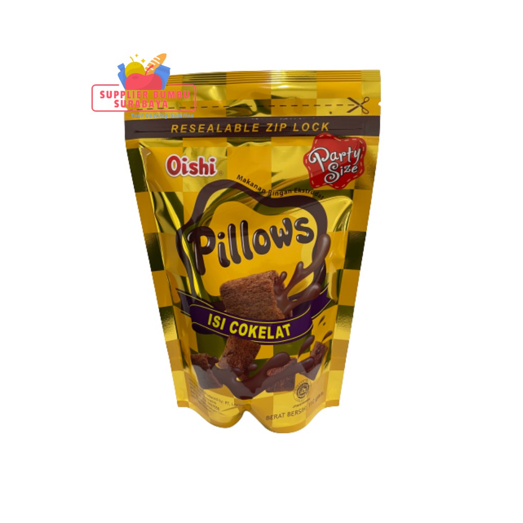 Snack Oishi Pillows Coklat Taro Ubi Coco Pandan Keju Durian 100g