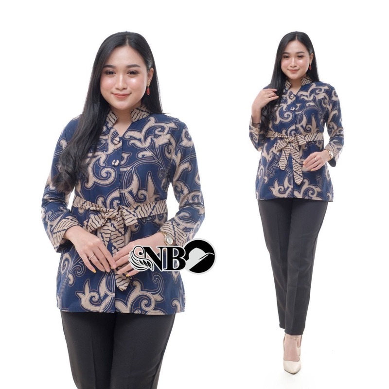 Baju Batik Wanita - Blouse Batik Kantor Motif Kangkung - Atasan Batik Murah COD