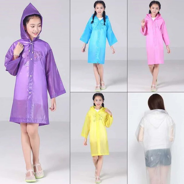 Jas Hujan Anak Laki Laki Korea Polos Mantel Perempuan Terusan Ponco Raincoats Kids W3