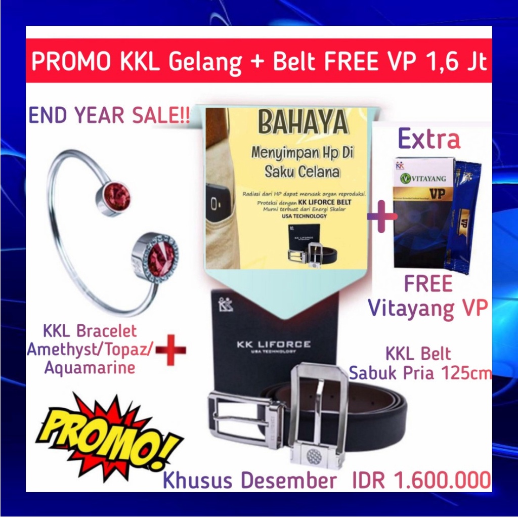 Sabuk Kulit Kesehatan Pria KK Liforce Premium Leather + FREE GELANG KK + FREE VP