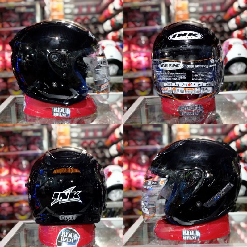 HELM INK METRO SOLID ITAM GLOSSY PAKET GANTENG 100% ORI SNI-DOT-Original helm