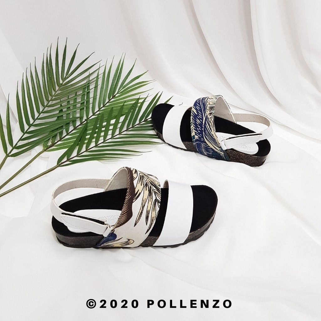 Pollenzo - Naila Birken Flip Flop Sandal Wanita Kombinasi Tali Kape-88-1