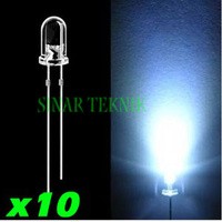 x10 LED Putih = Putih 5mm Super Bright White Clear