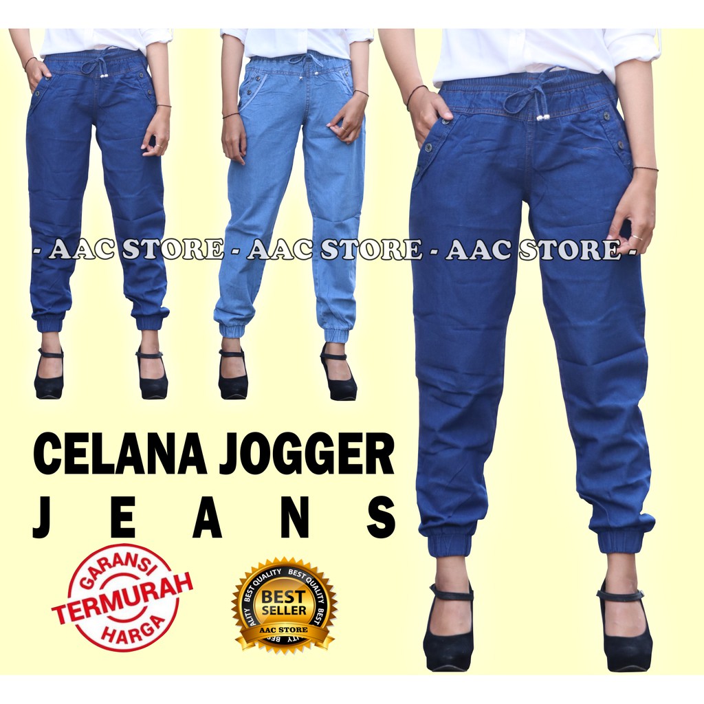 Jogger Pants Jeans Wanita Model tali