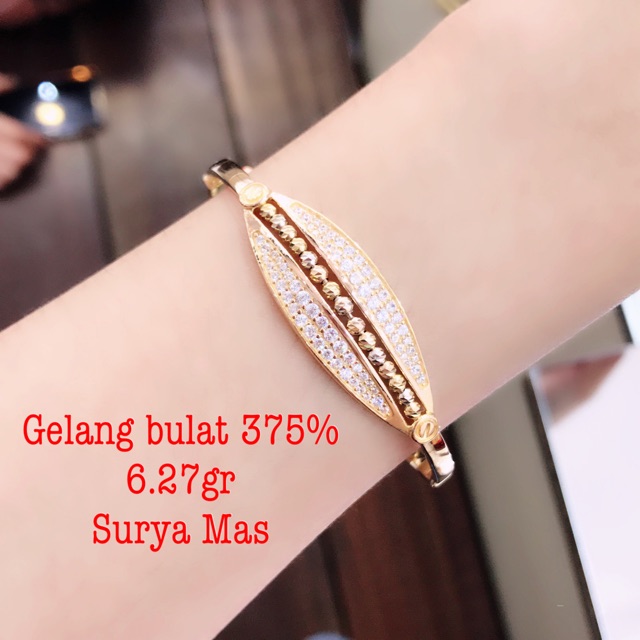 Gelang bulat emas asli 375%