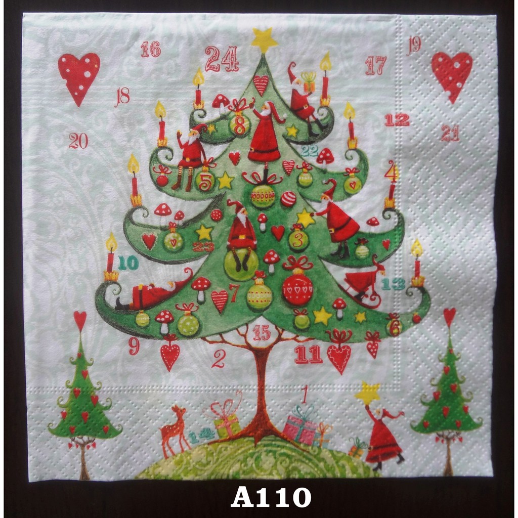 Tissue/Napkins Decoupage Pohon Natal (Christmas)