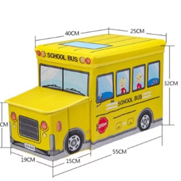 Storage Box Bus Cartoon Jumbo / Box Mainan / Kotak Mainan Box Organizer / Kursi Box Serbaguna