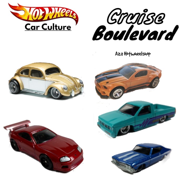 Hot Wheels Cruise Boulevard Set Car Culture Toyota Supra VwClassic Chevelle SS Custom Mustang Nissan