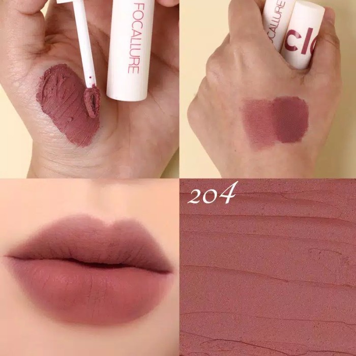 Focallure Lip Clay Lip Cream Velvet Matte Lipstick Focallure Lipstik - #204