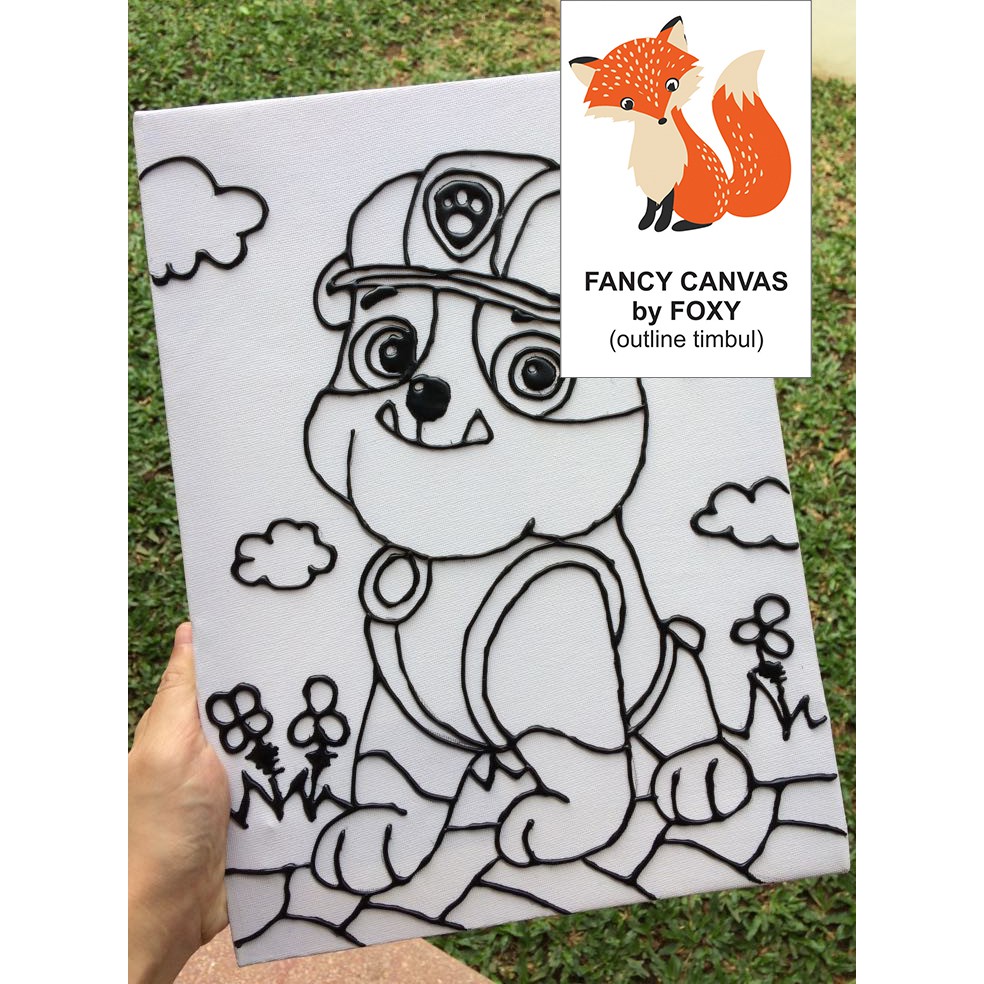 

READY KANVAS LUKIS ANAK OUTLINE TIMBUL GAMBAR - PAW PATROL RUBBLE PERALATAN MELUKIS CANVAS ANAK
