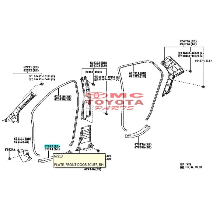 SillPlate / Sill Plate Samping Depan Kanan Yaris 67913-0D110-B0