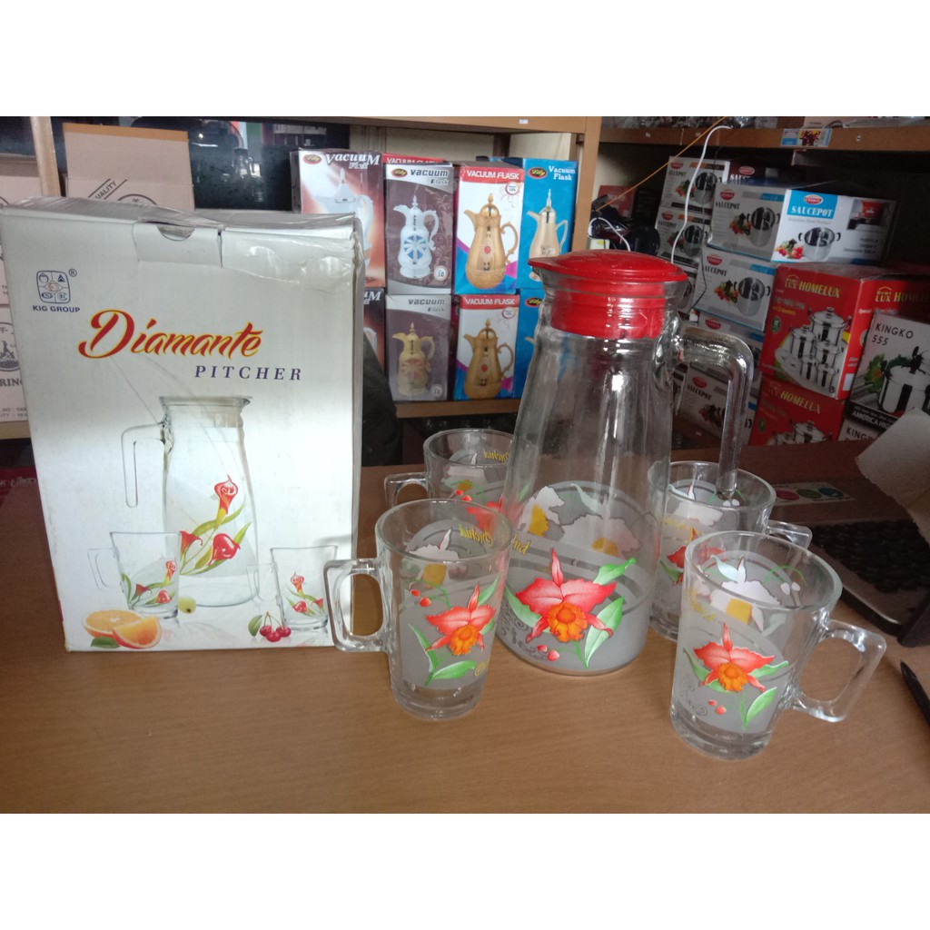 DRINK SET DIAMANTE / GELAS SET TEKO KACA