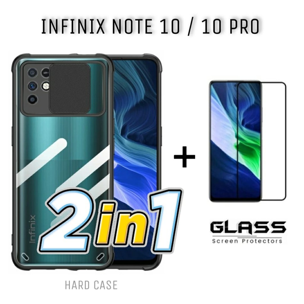 Hard Case Fusion Sliding INFINIX NOTE 10 PRO Free Tempered Glass Layar Handphone